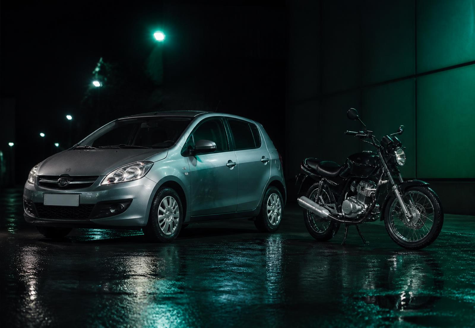 Carro popular e moto 150cc protegidos pela Lidere Proteção Veicular