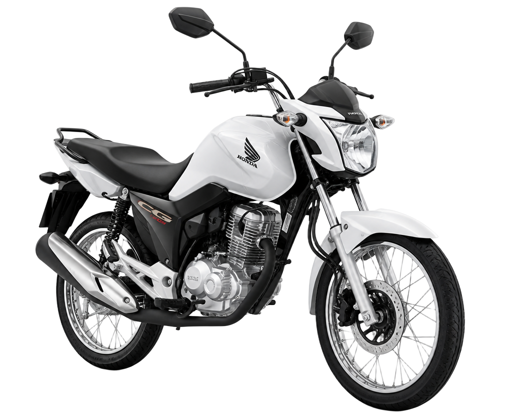 Moto 160cc branca com proteção veicular Lidere em BH e São Paulo